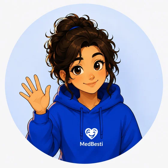 Medi, the friendly MedBesti companion, waving hello